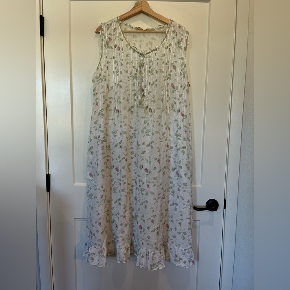 LA CERA floral ruffle cotton Edwardian fairy feminine cottagecore maxi dress L